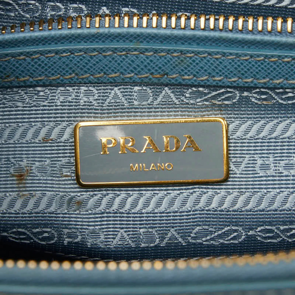 PRADA Blue Leather Saffiano Shoulder Bag - Picture 12 of 14